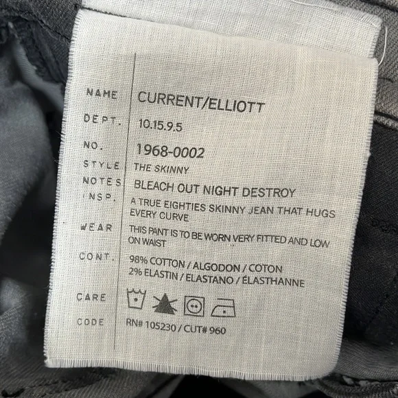Current/Elliot The Skinny Bleach Out Destroy Jean Capri Ankle Cropped Size 25 - Picture 9 of 9